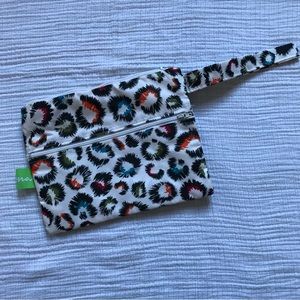 NEW Handsewn double zip leopard clutch